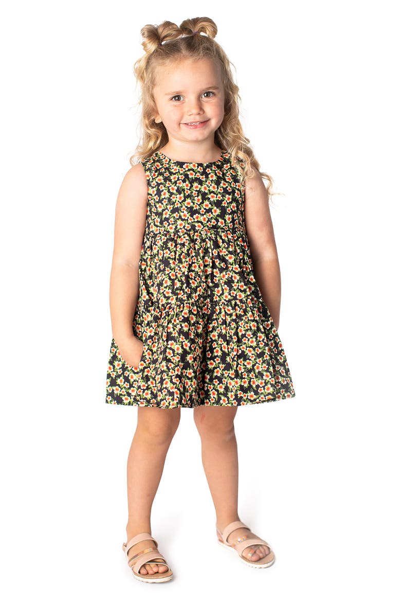 Floral Tiered Cotton Sundress, Main, color, BLUE MULTI