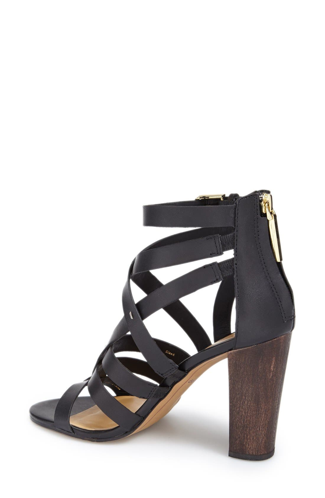 'Nolin' Leather Sandal, Alternate, color, BLACK