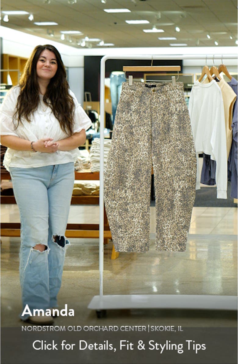 Horseshoe Print Barrel Leg Jeans, sales video thumbnail