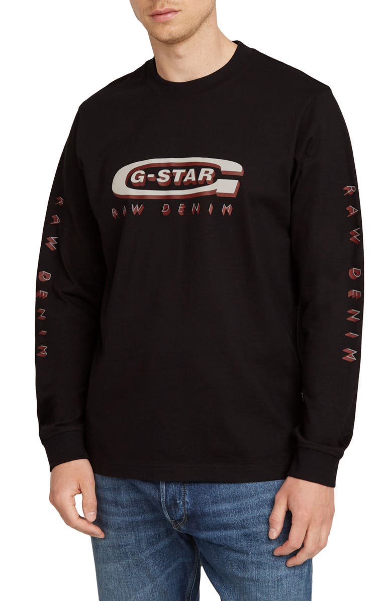 G-STAR Boxy Old Skool Logo Logo Sleeve Graphic T-Shirt, Main, color, 