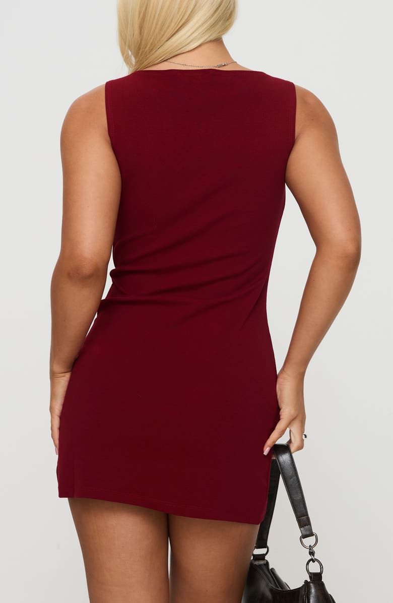 Princess Polly Zimmie Sleeveless Stretch Cotton Minidress, Alternate, color, Burgundy