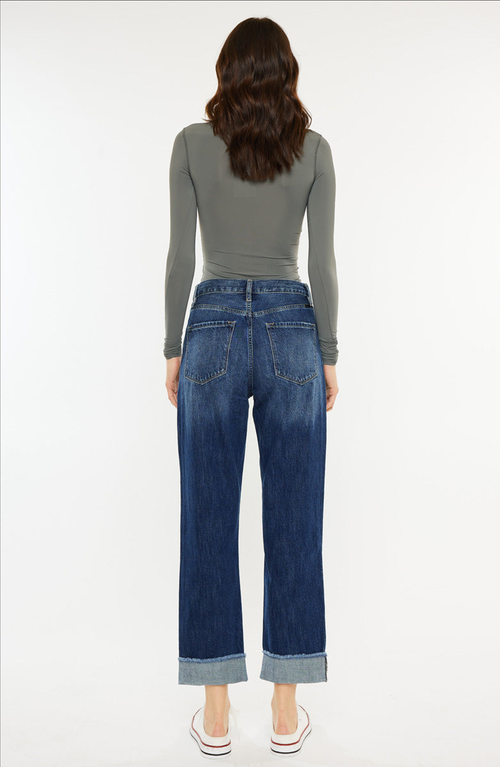 Kancan Finley Essentials High Rise Straight Leg Jeans In Blue