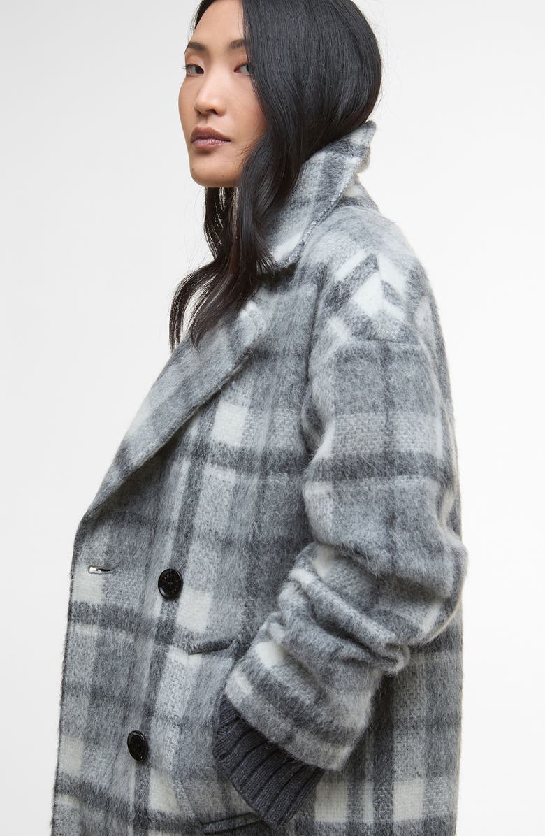 Barbour Fenella Tartan Double Breasted Long Coat, Alternate, color, Soft Grey Check/ Onyx Tartan