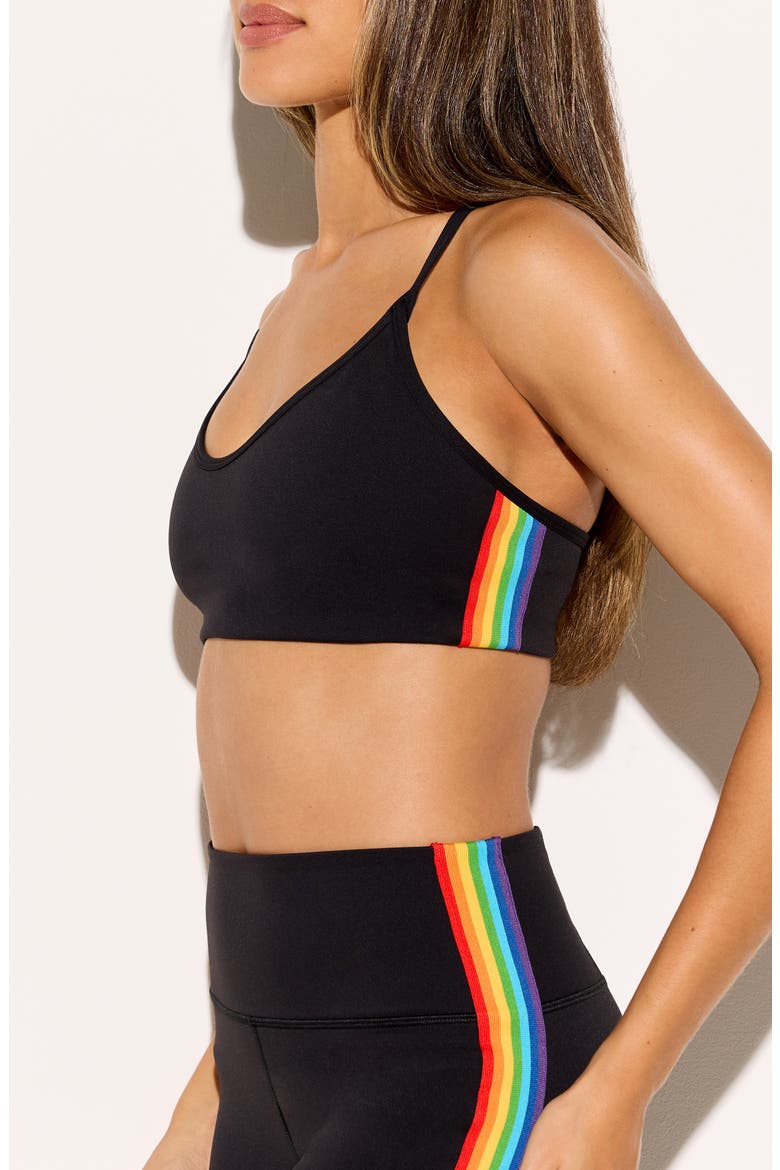Kaia Sports Bra, Alternate, color, BLACK/ RAINBOW