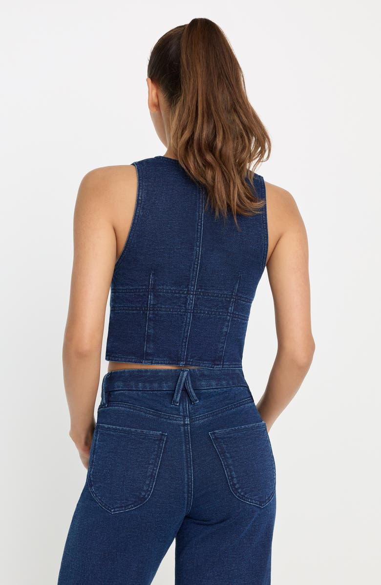 Good American Jeanius French Terry Vest, Alternate, color, Indigo377