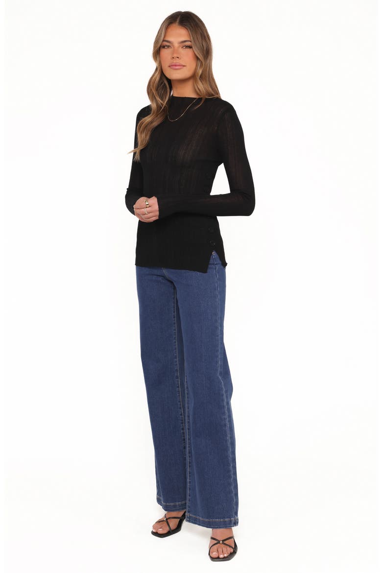 Delphine Fine Rib Knit Top, Alternate, color, BLACK