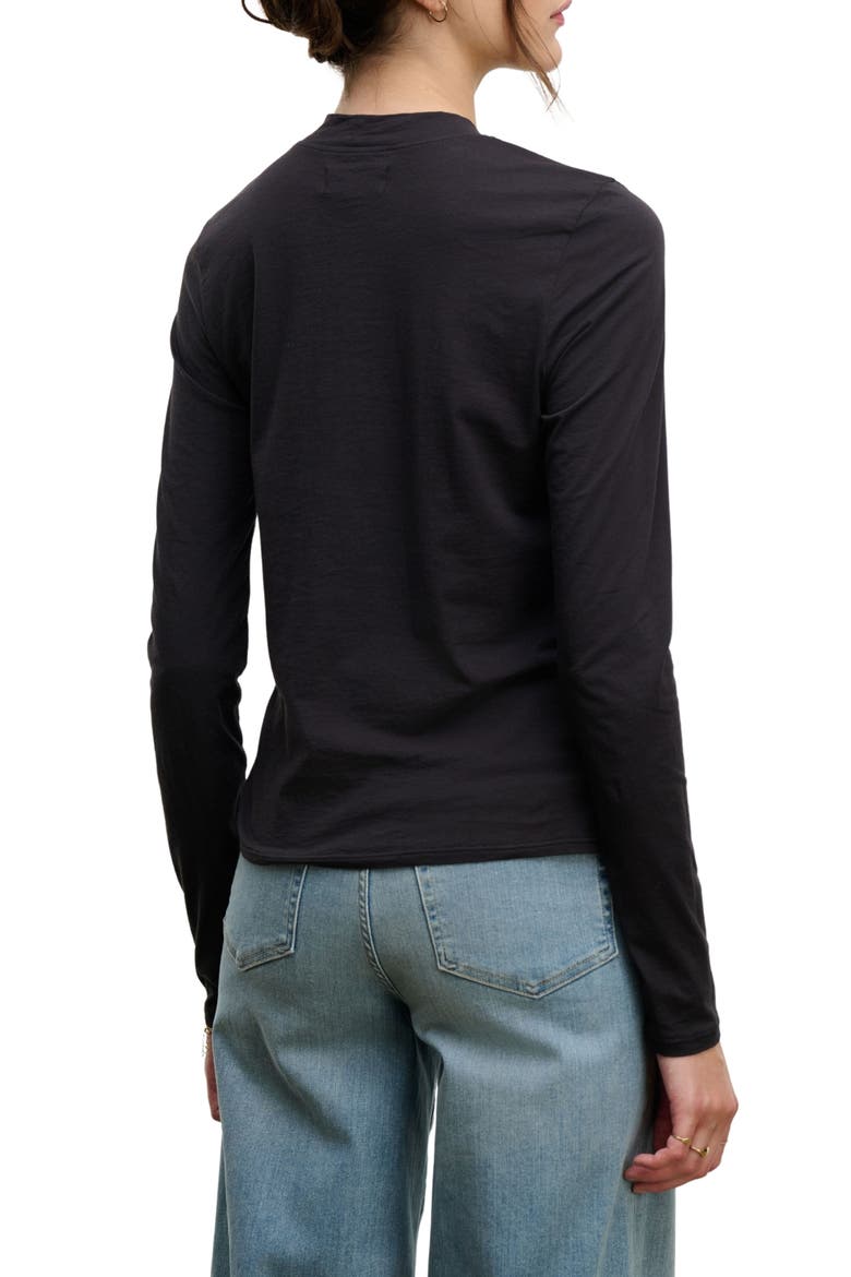Whisper Stretch Cotton Long Sleeve T-Shirt, Alternate, color, BLACK
