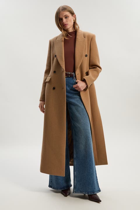 Wool Double Breasted Tailored Maxi Coat