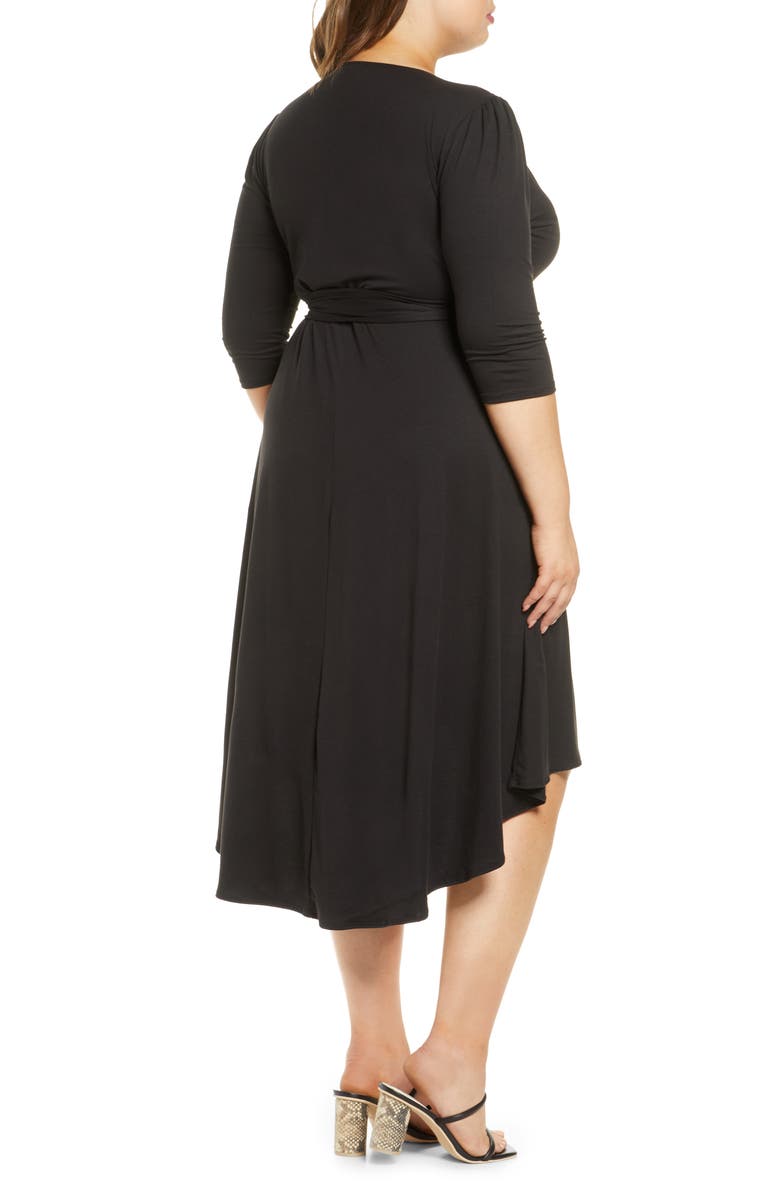 Kiyonna Winona High/Low Wrap Dress, Alternate, color, Black Noir