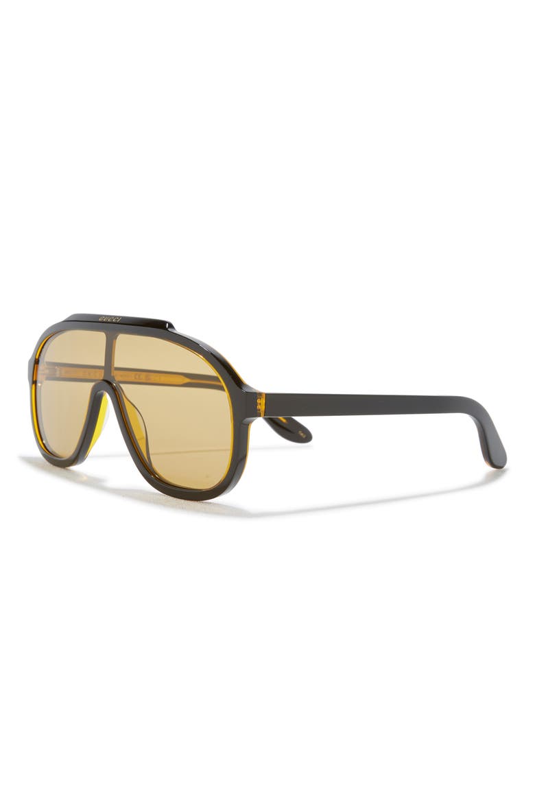 60mm Aviator Sunglasses, Alternate, color, BLACK BLACK YELLOW