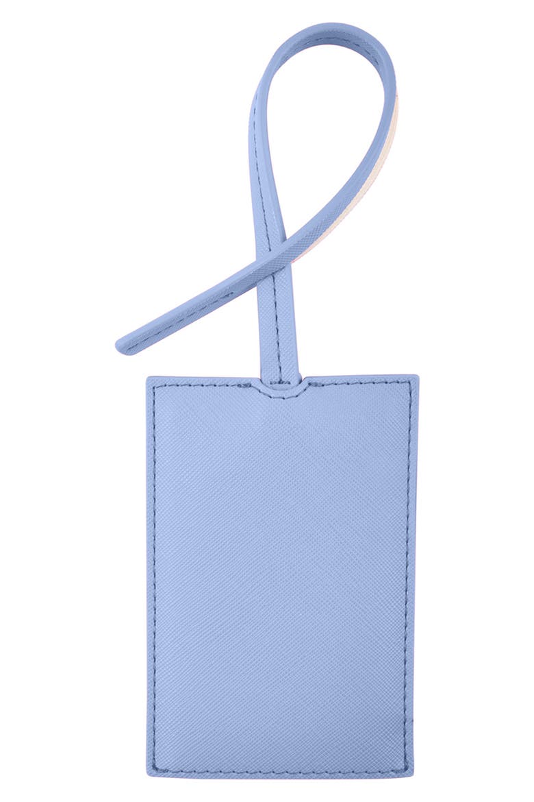 Textured Faux Leather Luggage Tag, Alternate, color, PERIWINKLE