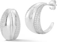 CHLOE AND MADISON Double Row Pavé Cubic Zirconia Hoop Earrings