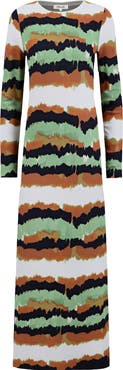 Diane von Furstenberg Robin Abstract Stripe Long Sleeve Column Dress