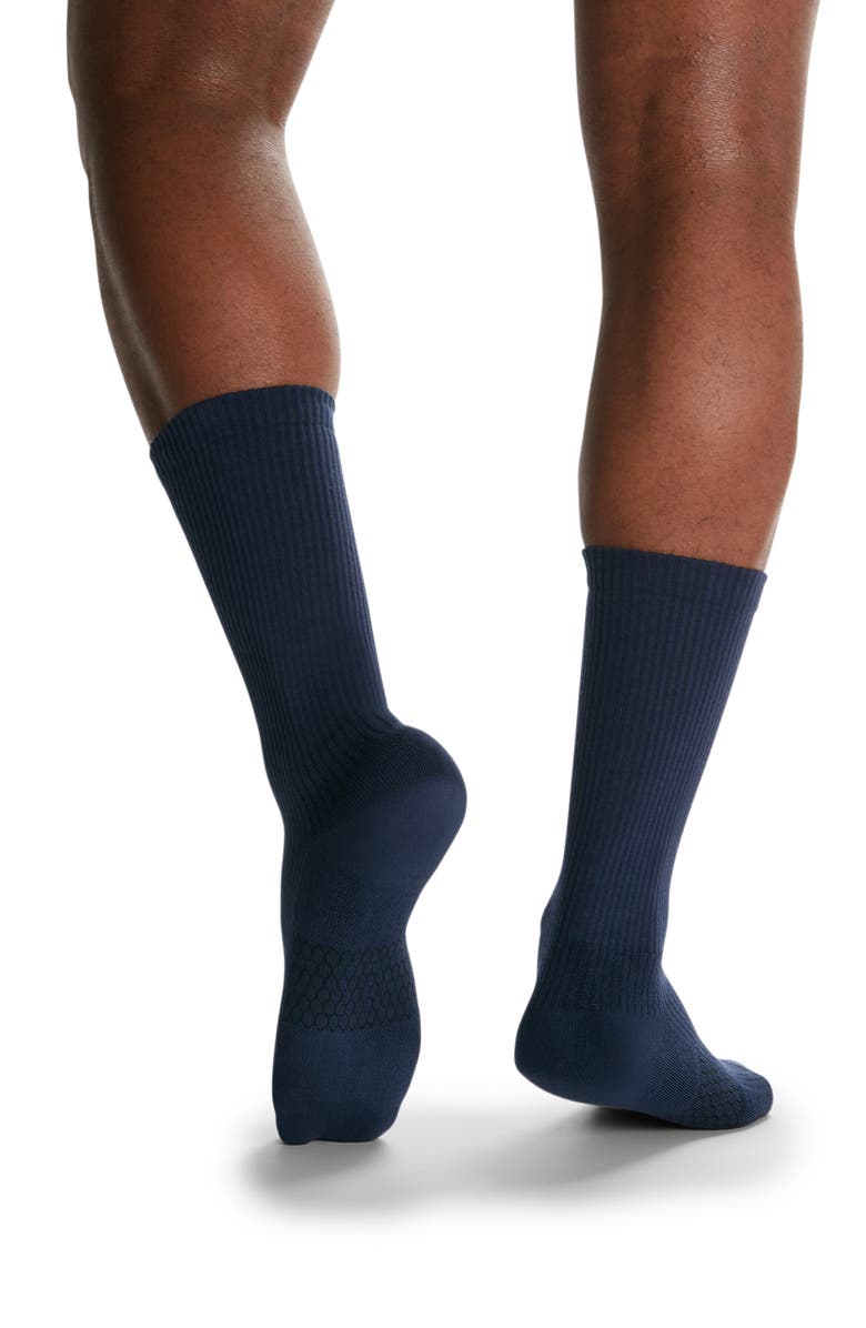 Bombas Lightweight Ribbed Crew Socks, Alternate, color, Midnight Navy