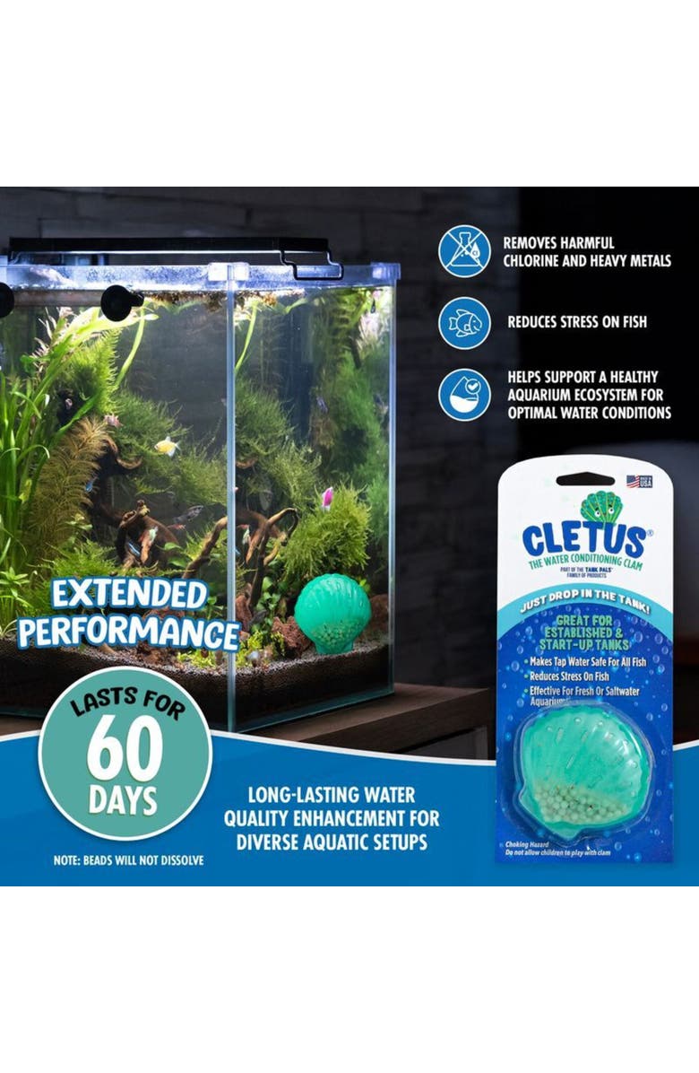 Tank Pals The Water Conditioning Clam, Alternate, color, Blue