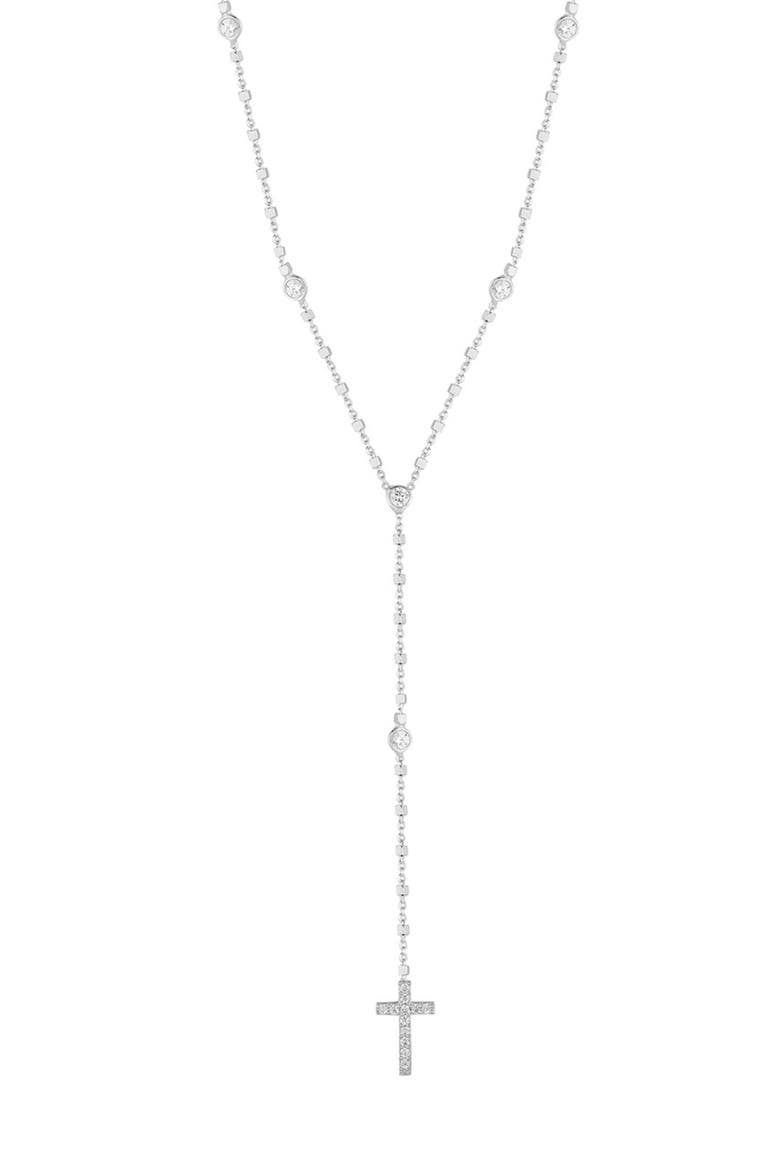 Cubic Zirconia Rosary Y-Necklace, Main, color, SILVER