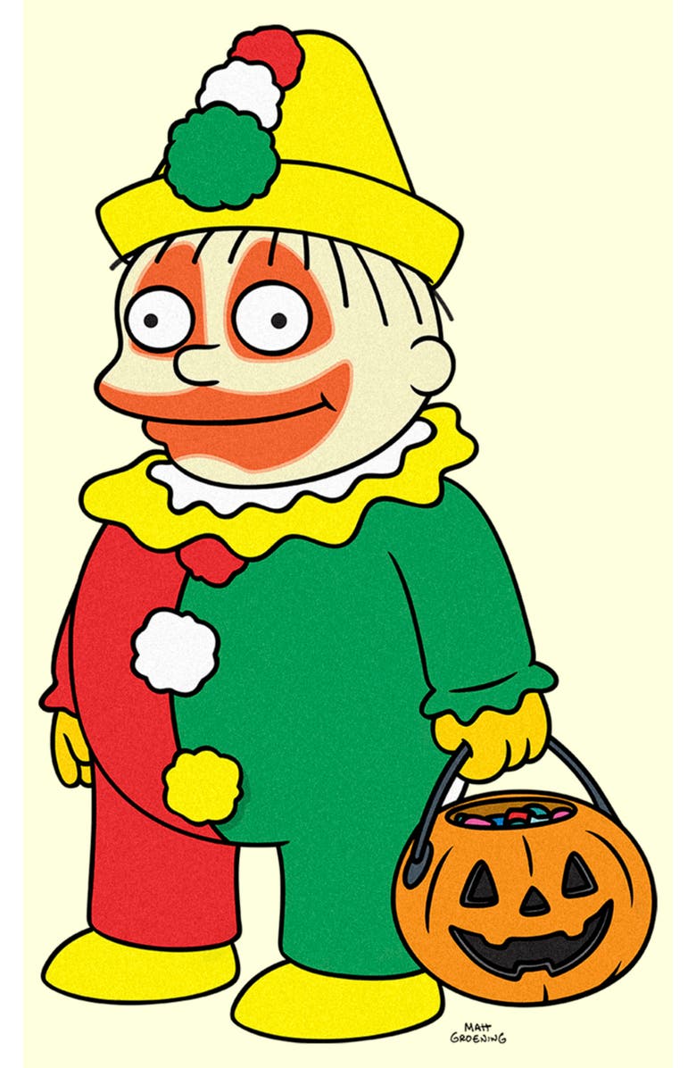 The Simpsons Men's The Simpsons Halloween Clown Ralph Graphic T-Shirt, Alternate, color, Beige