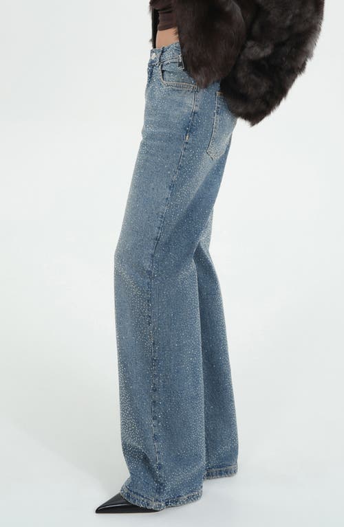 Mango Isla Rhinestone Embellished Wide Leg Jeans