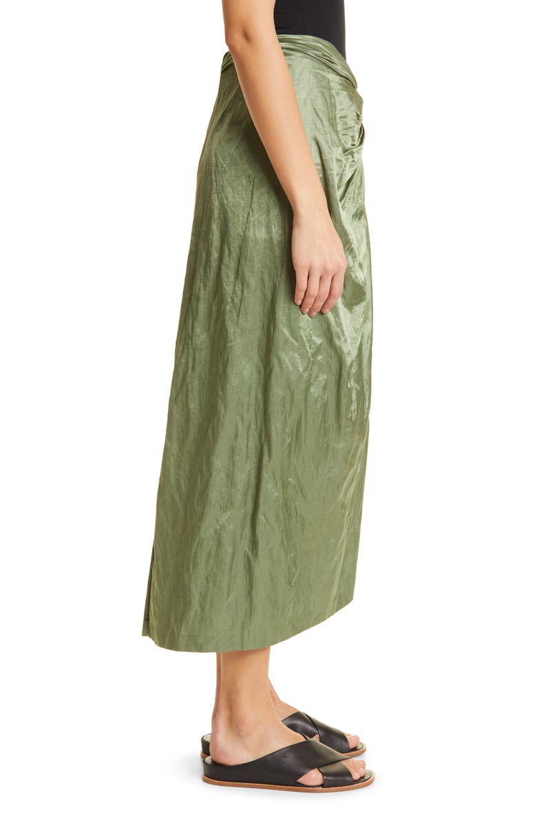 Vince Metallic Twist Front Cotton Blend Skirt, Alternate, color, Dk Pistachio