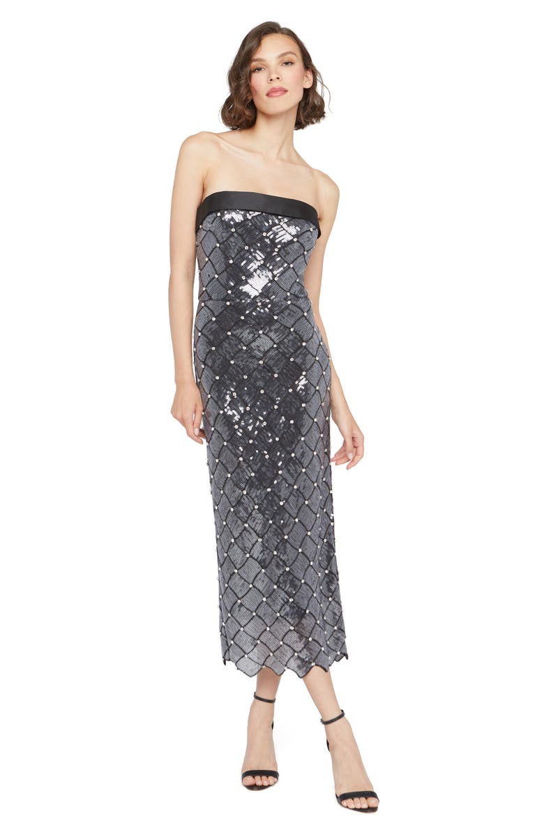 Theia Jewel Strapless Sequin Gown, Alternate, color, 