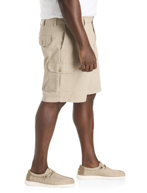 Harbor Bay By Dxl Big & Tall Continuous Comfort Cotton Cargo Shorts In Khaki