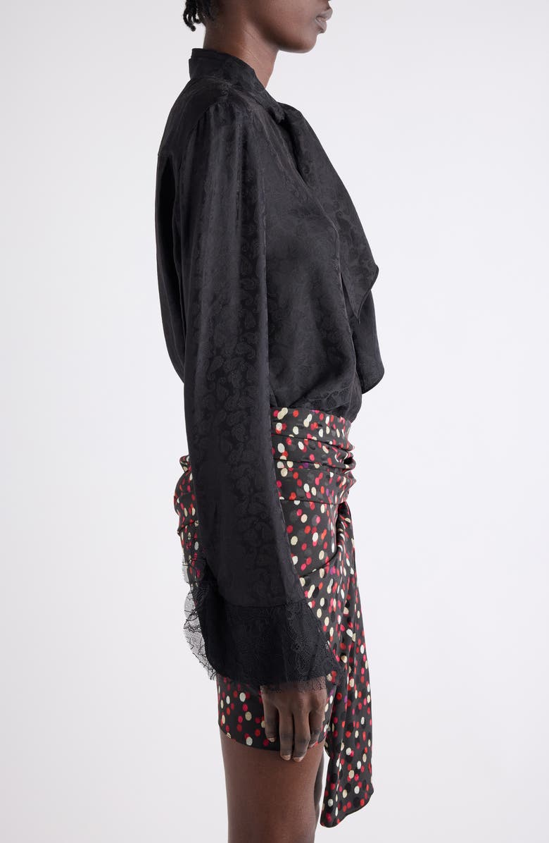Isabel Marant Raphaella Paisley Tie Neck Top, Alternate, color, Black