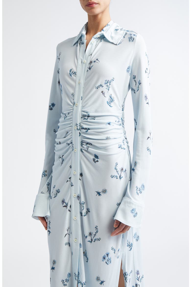Claudia Floral Ruched Long Sleeve Jersey Shirtdress, Alternate, color, DANUBE SHIBORI FLOWER