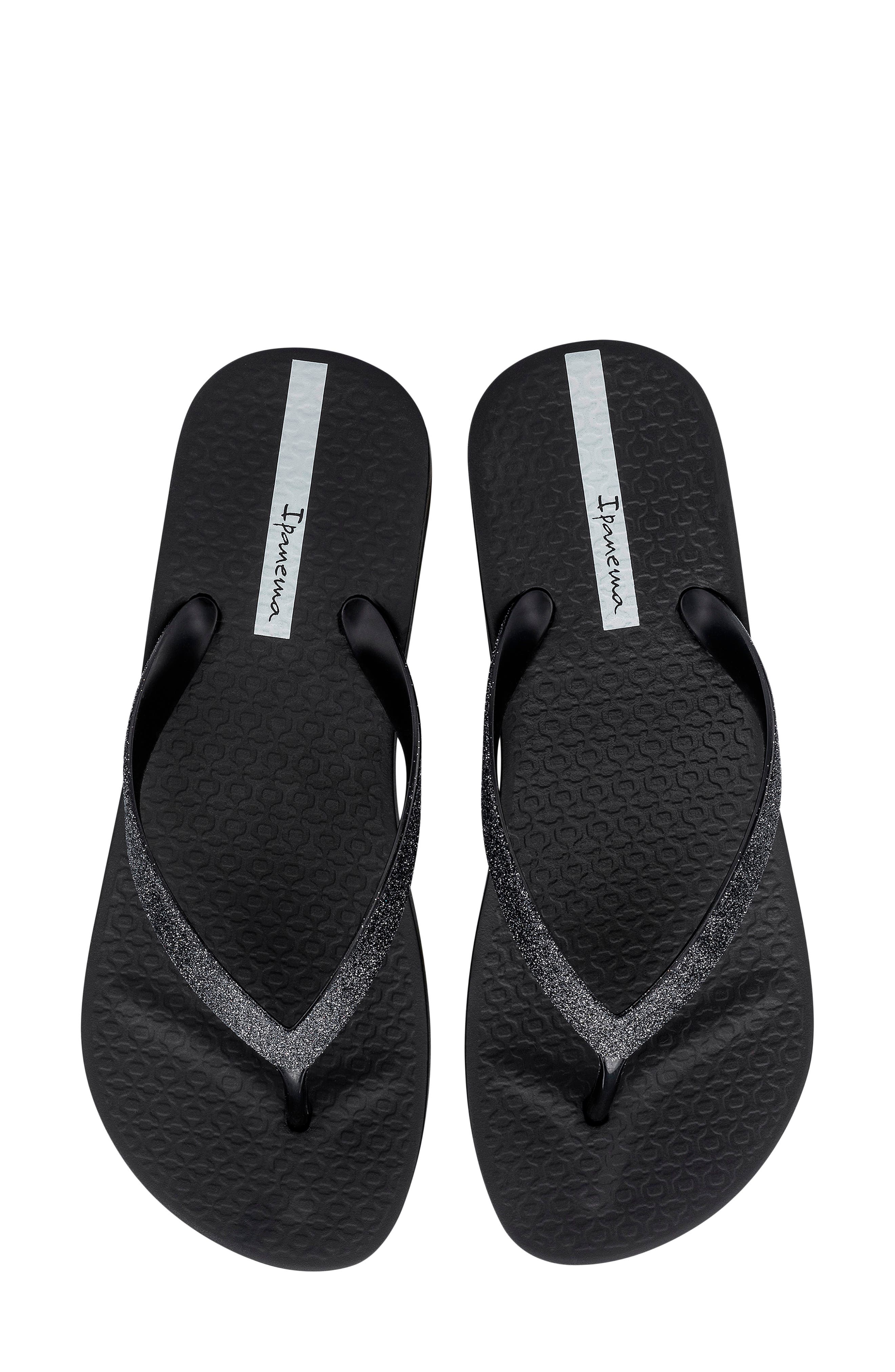 Ipanema Ipa Glitter Wedge Flip Flop, Alternate, color, Black/ Glitter Black