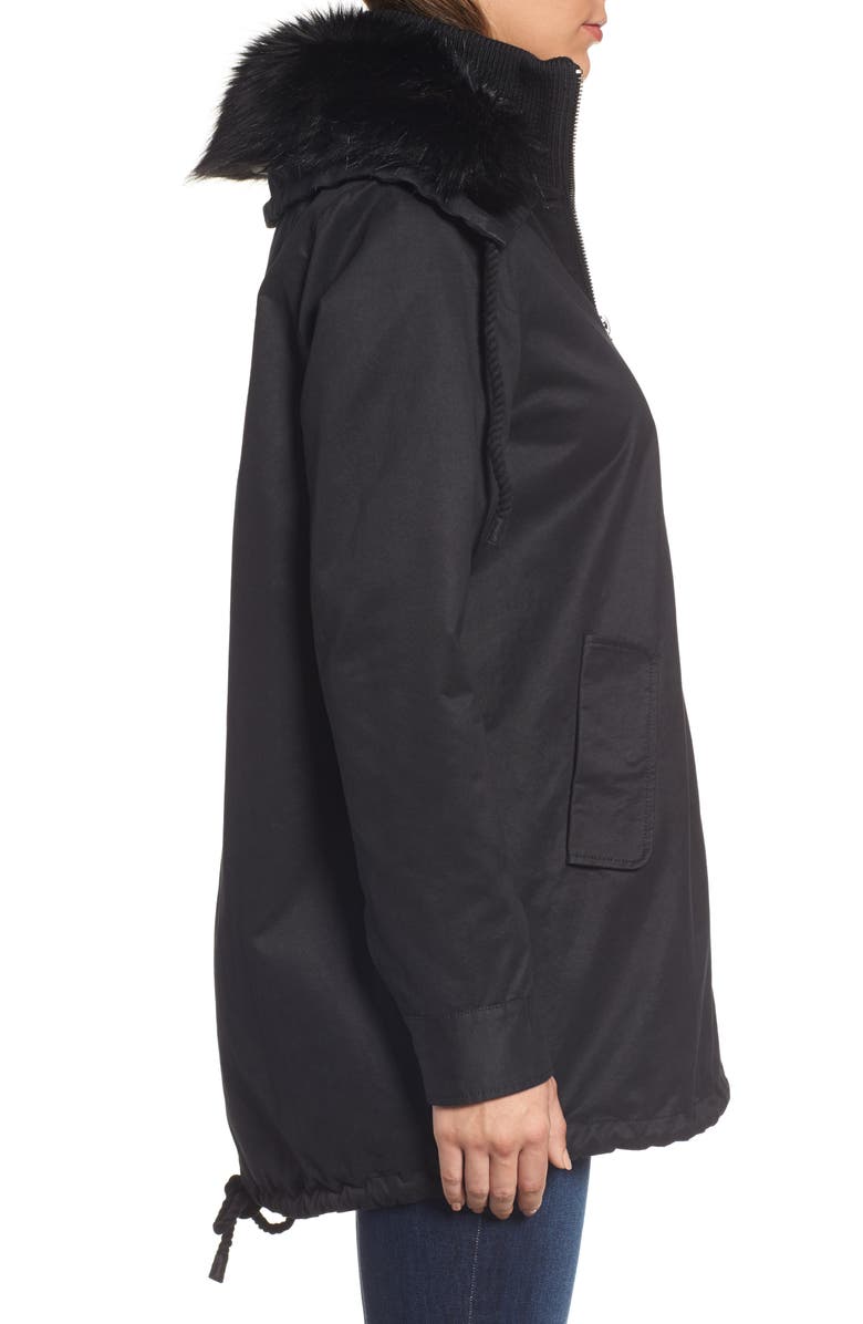 Sam Edelman Faux Fur Collar A-Line Anorak, Alternate, color, 