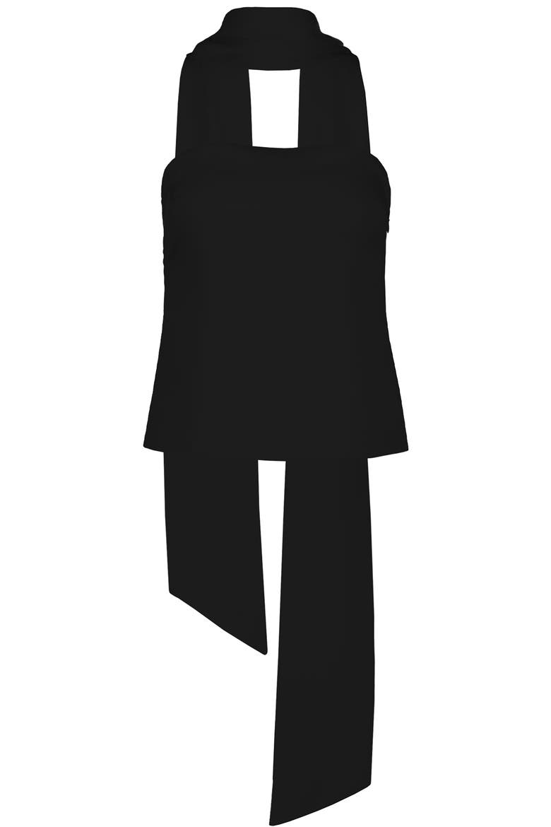 Hailey Satin Scarf Top, Alternate, color, Black
