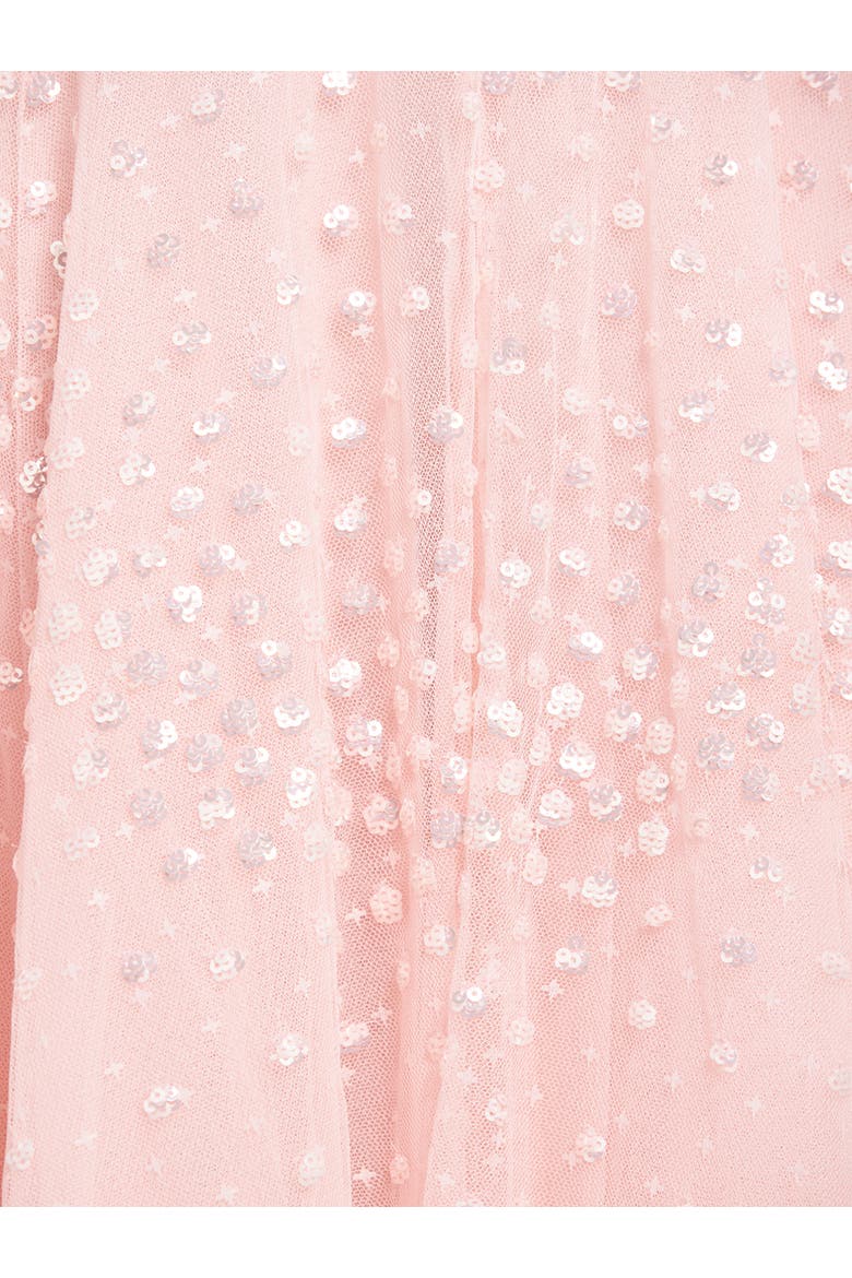 Scallop Sequin Halter-Neck Ankle Gown, Alternate, color, Seashell
