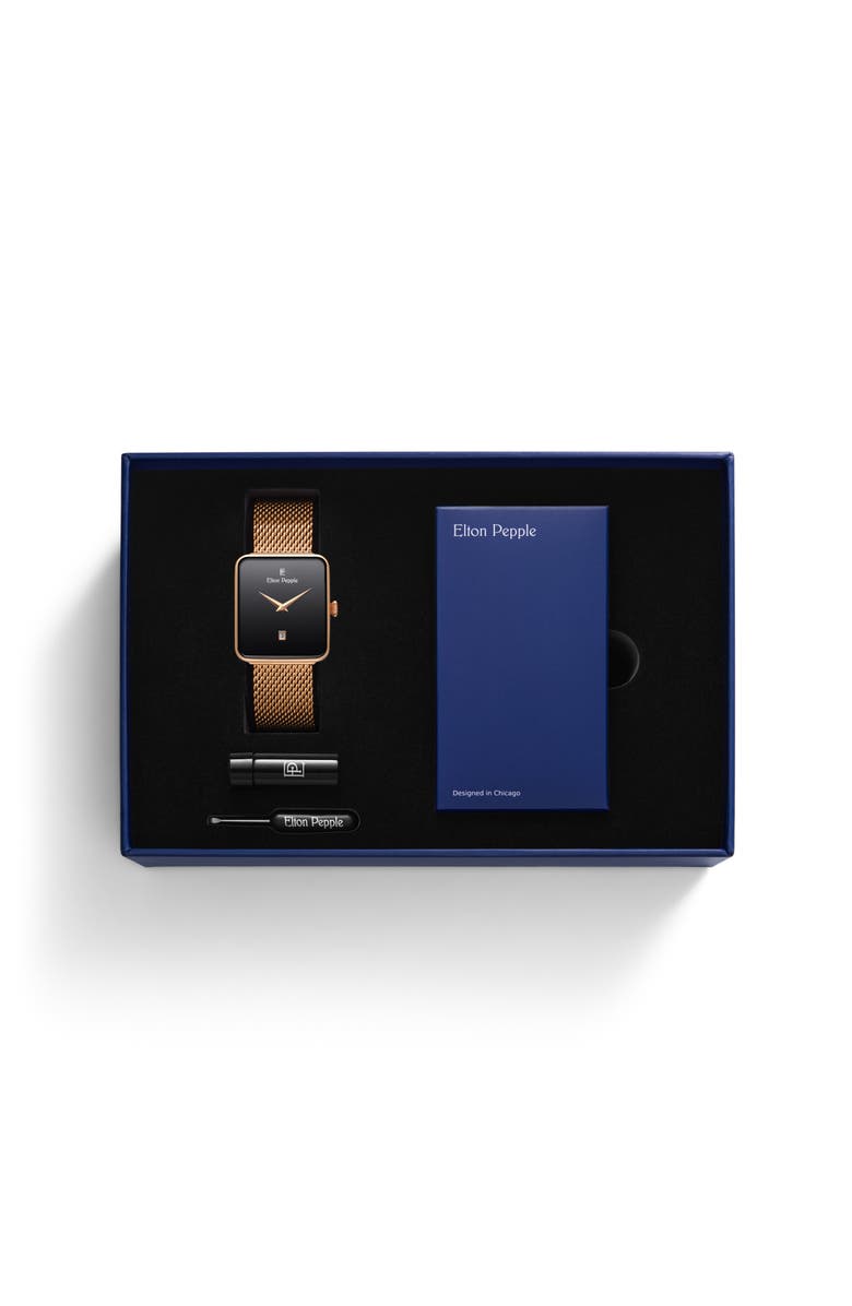 Elton Pepple Men's Classic North, 38mm, Alternate, color, Black/Rose Gold