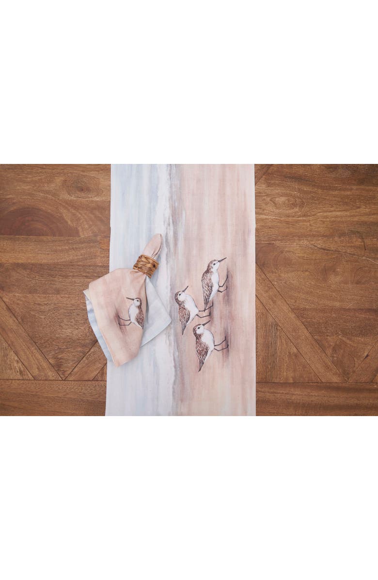 C&F Home Sandpiper Coastal Shores Graphic Print Machine Washable Table Runner 14" x 72", Alternate, color, Brown