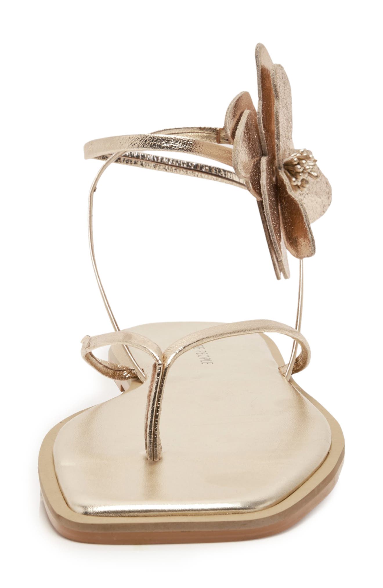 Mismatched Magnolia Appliqué Ankle Strap Sandal, Alternate, color, GOLD