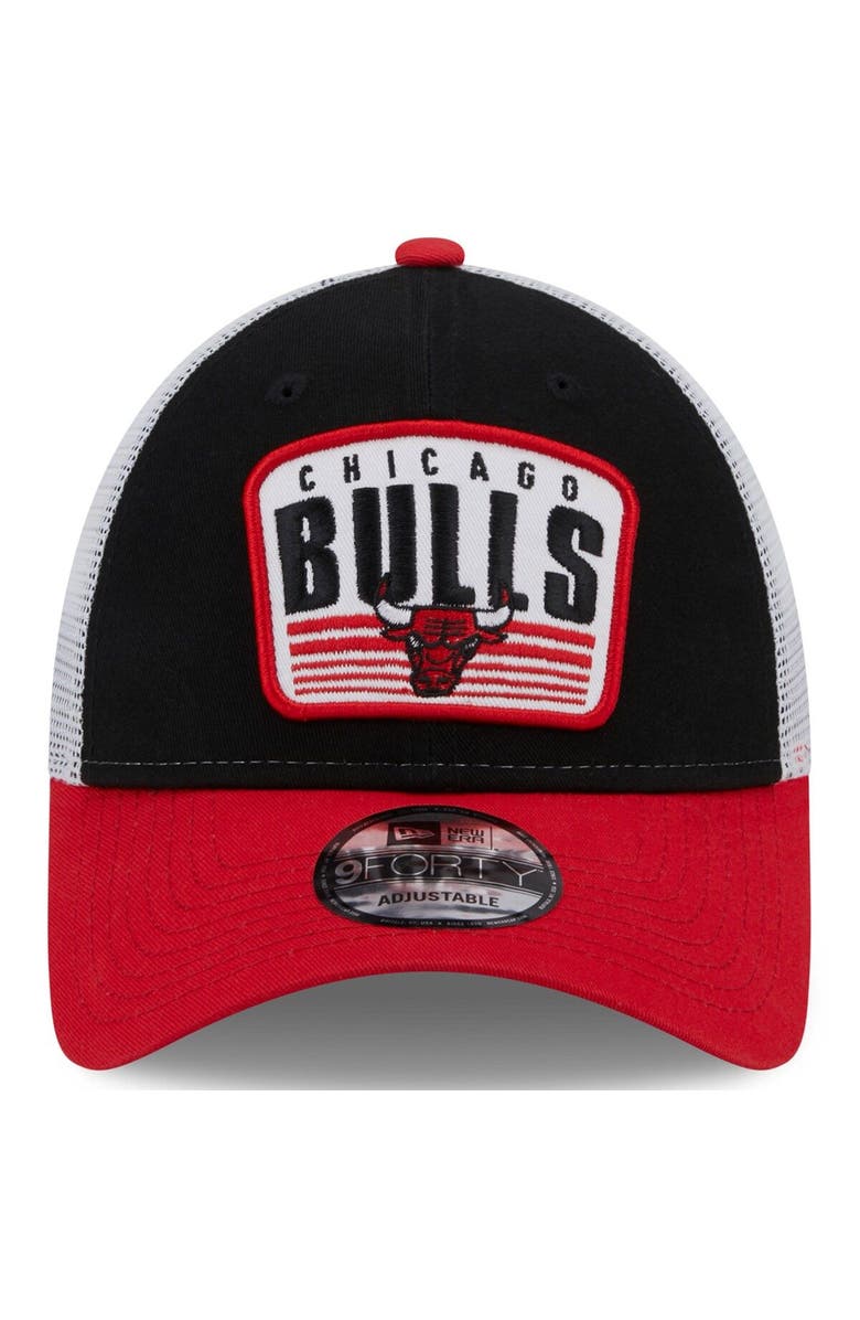 New Era Men's New Era Black/Red Chicago Bulls Two-Tone Patch 9FORTY Trucker Snapback Hat, Alternate, color, 
