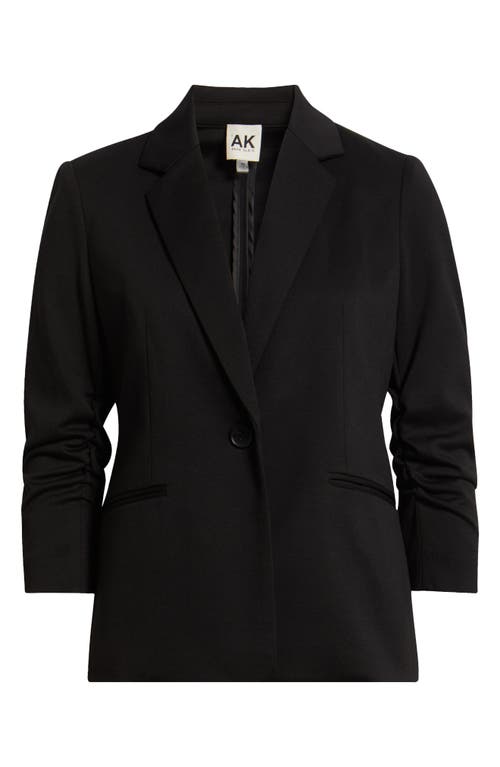 Ak Anne Klein Scrunched Sleeve Ponte Blazer In Black