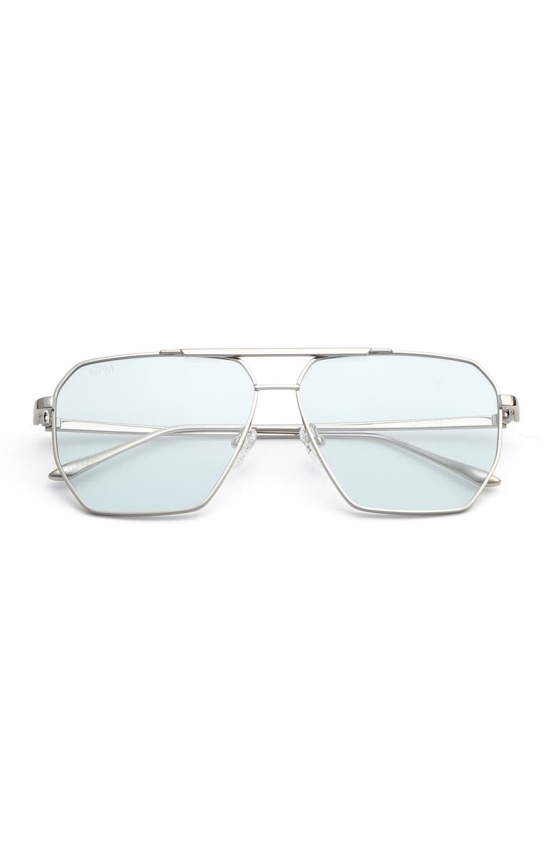 12PM STUDIOS London Metal Sunglasses, Alternate, color, Silver/Blue