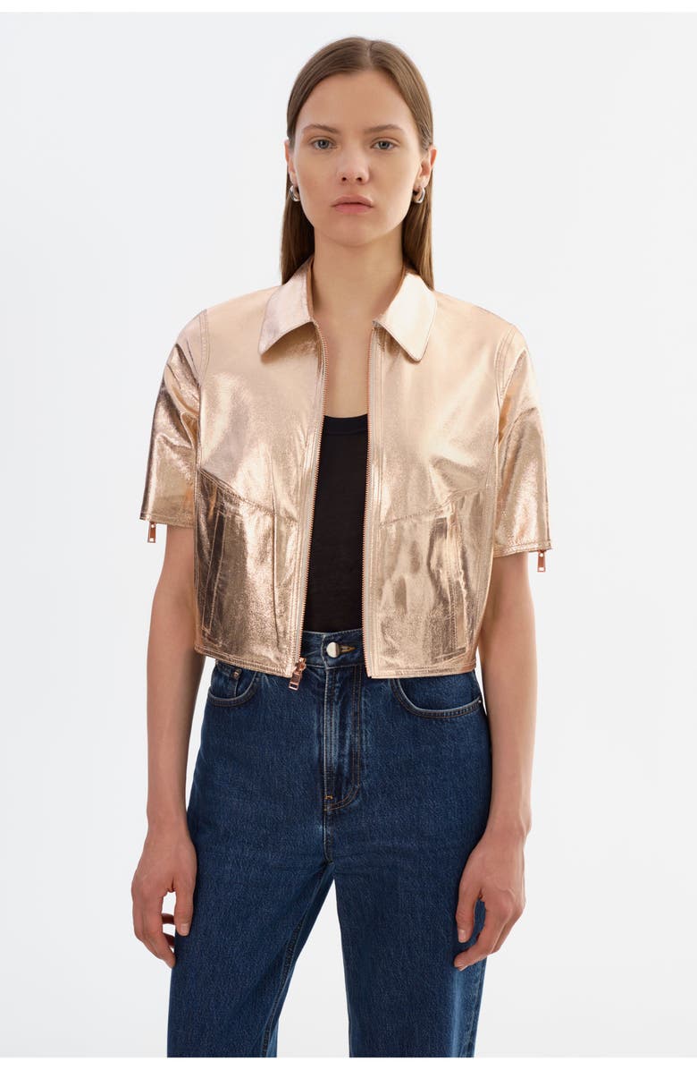 LAMARQUE SEVANA | Reversible Leather Jacket, Alternate, color, Whisper White/Rose Gold