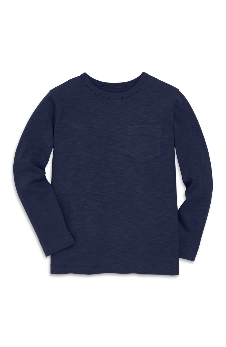 Primary Kids Long Sleeve Slub Pocket Tee, Main, color, Navy