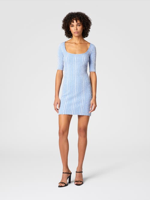 Shop Missoni Ribbed Mini-dress With Sequins And Short Sleeves In Light Blue