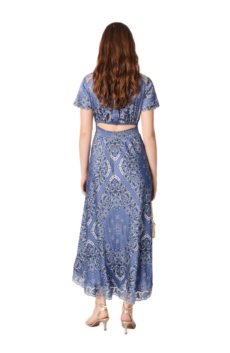 maje Patterned flowing maxi dress, Alternate, color, 