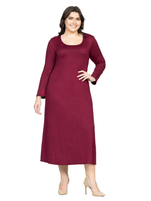 Plus Size Womens Long Sleeve  Maxi Dress