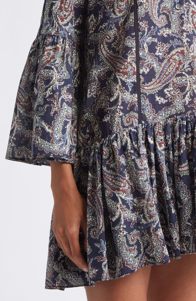Veronica Beard Novessa Long Sleeve Paisley Minidress, Alternate, color, Navy Multi
