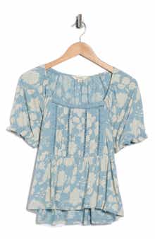 Lucky Brand Short Sleeve Pintuck Trim Top