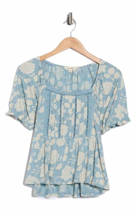 Lucky Brand Short Sleeve Pintuck Trim Top