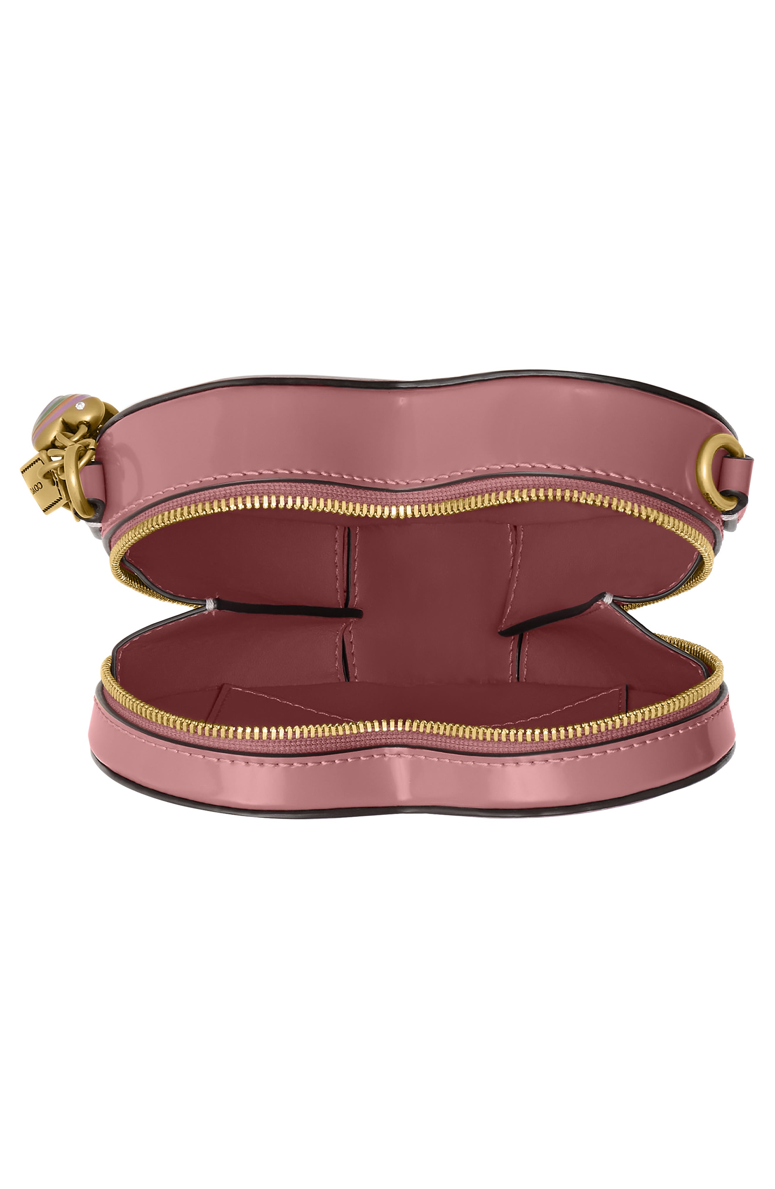 COACH Spazzolato Leather Heart Crossbody Bag, Alternate, color, B4/ Peony