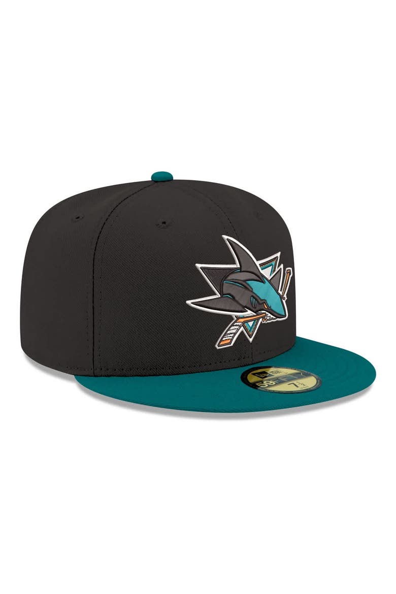 Men's New Era  Black San Jose Sharks Core Logo Two-Tone 59FIFTY Fitted Hat, Alternate, color, Black
