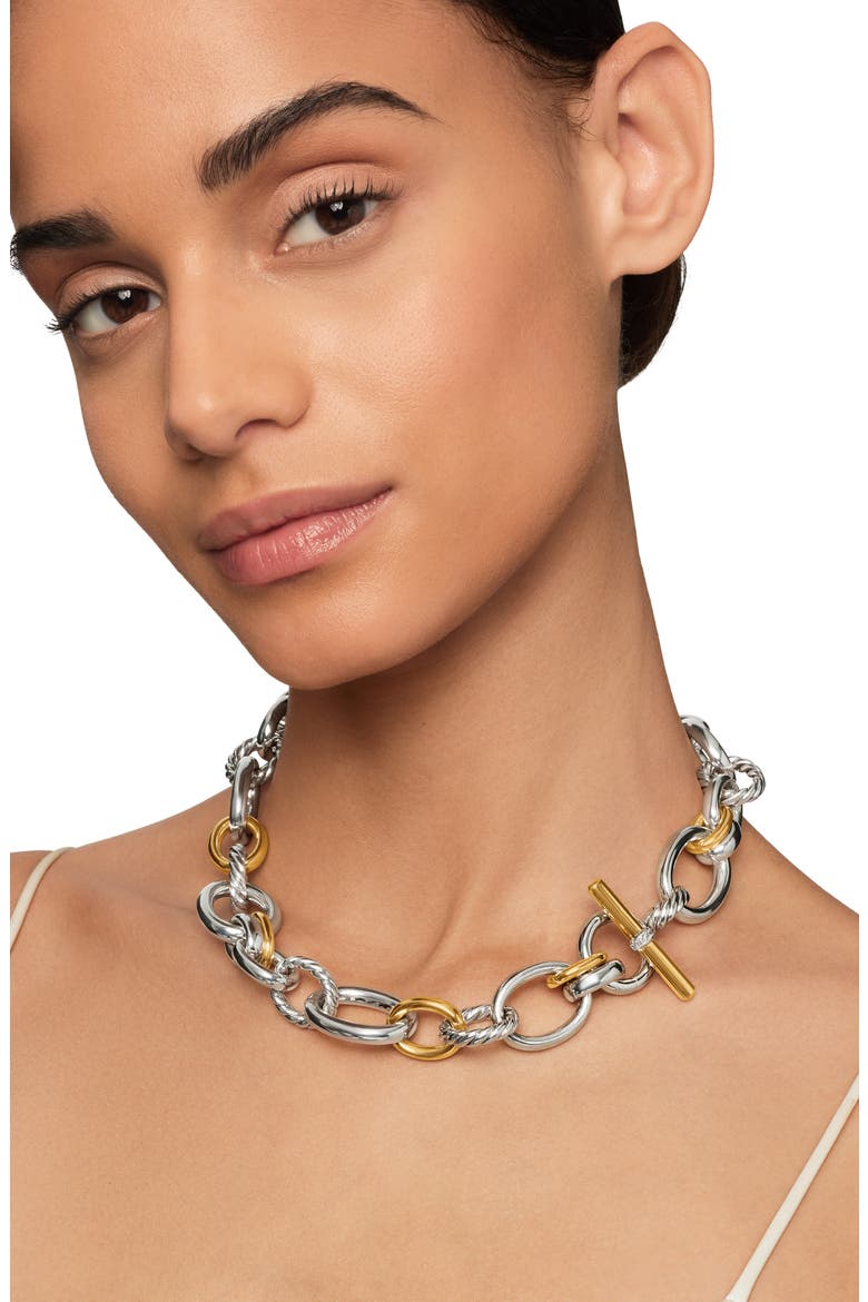 Mercer Mixed Metal Link Necklace, Alternate, color, STERLING SILVER/ 18KY GOLD