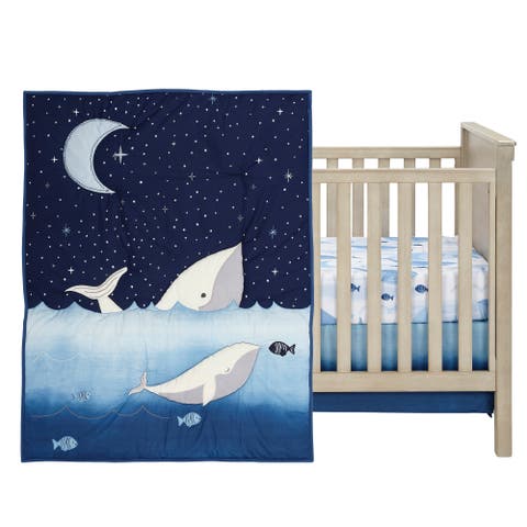 Bubbles & Squirt 3-Piece Whale/Ocean Aquatic Baby Crib Bedding Set