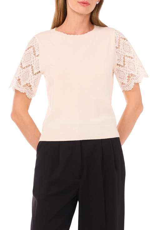 Lace Short Sleeve Sweater
